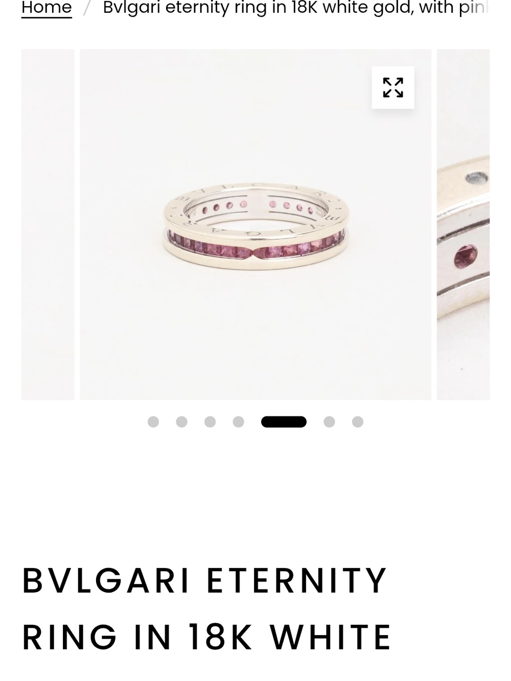 Bulgari Pink Sapphire Eternity Ring in 18K White Gold